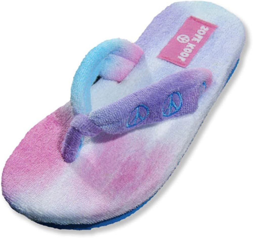 Amazon.com | Sole Kool - Girls Terry Cloth Peace Flip Flop, Turquoise, Pink, Purple 19709-Small 