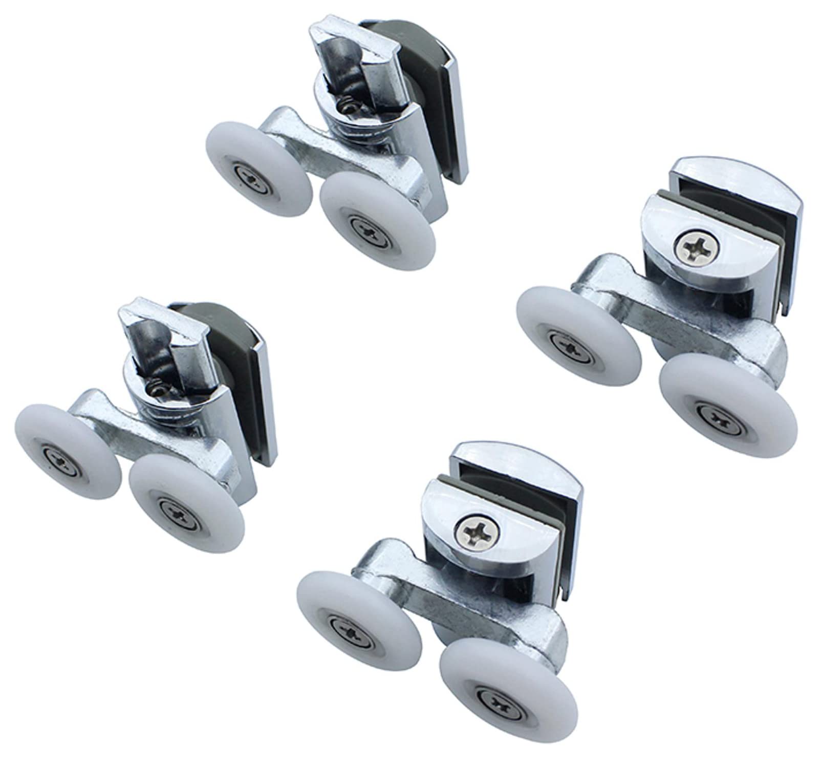 KEABATH 4pcs Shower door rollers shower glass door roller, shower twin wheels runner pulleys, solid zinc alloy 23mm diameter wheels for Shower enclosure, shower room, shower screen roller replacement