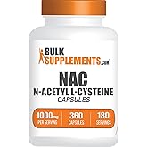 BulkSupplements.com N-Acetyl L-Cysteine 1000mg Capsules - N-Acetyl Cysteine 1000mg, NAC Supplement - NAC 1000mg, Gluten Free - 2 Capsules per Serving, 360 Capsules (Pack of 1)