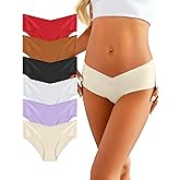 Memouniva Seamless Underwear for Women V-waist No Show Bikini Panties Hipster Soft Stretch Cheeky Invisible Briefs 6 Pack