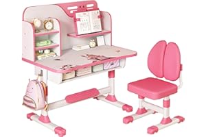 GIFZES Kids Functional Desk Chair Set, School Study Writing Table, Multi Separation Cartoon Pattern Desk Chair Set, Ergonomic