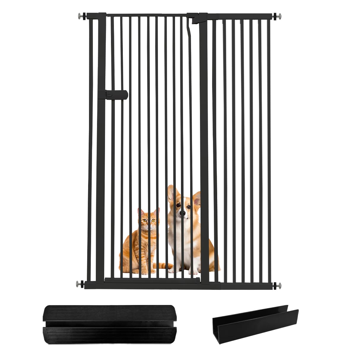 Photo 1 of Lumizone Extra Tall Cat Gate 61.02" High Pressure Mounted Extra Wide 2025 New (17 Sizes) 1.37" Gap No Drilling Auto-Close One-Handed Operation Tall Pet Gate for Dogs(Black, 61.02" H x 42.52"-46.64" W)