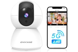 CiKiKWXO 2K Indoor Security Camera, 2.4&5Ghz WiFi Camera for Home Security, 355° Pan/Tilt Pet Cam, IR Night Vision, 2-Way Audio, Motion Tracking, Cloud & SD Card Storage, Compatible with Alexa