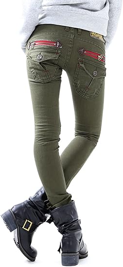 Amazon ジーンズ 専門店 クラシカルエルフ Classical Elf ロリータジーンズ チノパン カーゴ ストレッチ パンツ レッドジッパー Lolita 1363 W30 ジーンズ 通販