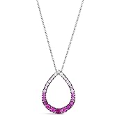 LE VIAN 7/8 Carat Ombre Pink and White Sapphire Tear Drop Shaped Pendant Necklace for Women | 14K White Gold Necklace for Her I 18 Inch Chain With Lobster Claw Clasp| Modern and Elegant