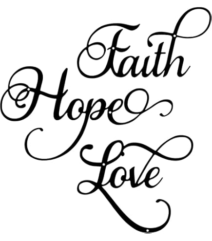 Collections Etc 'Home Love Faith' Metal Wall Art Set - Red, 3 Pieces, Each Approx 12"L X 8.5"H, Country Decor