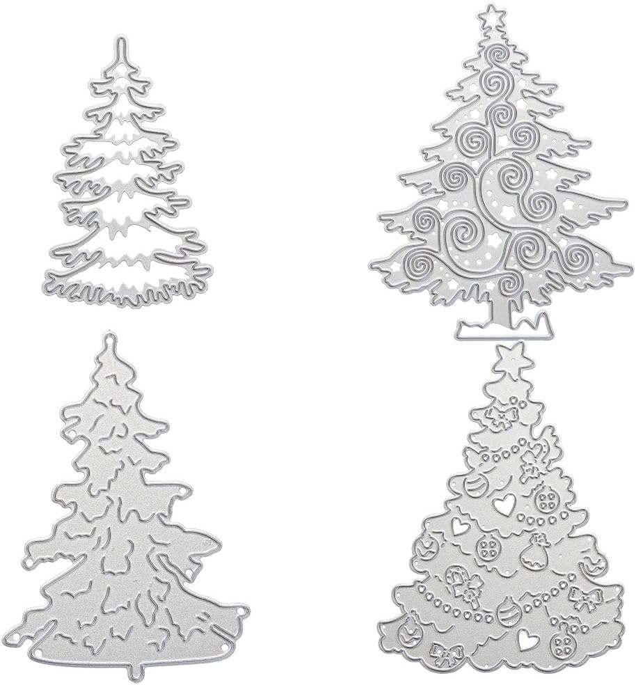 Amazon Co Jp Gorgecraft 4ピースメタルクリスマスツリーカッティングダイウッドランズダイカットステンシルテンプレート炭素鋼ダイモールド用diy工芸品スクラップブックアルバム紙カード作るギフト装飾 ホーム キッチン
