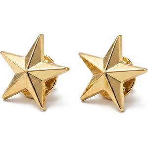 Gold Rank Star Pins 2-Pack for Professional Military Uniforms Replica