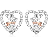 Christmas Reindeer Earrings Sterling Silver Reindeer Stud Earrings for Women Heart Animal CZ Holiday Xmas Jewelry Gifts