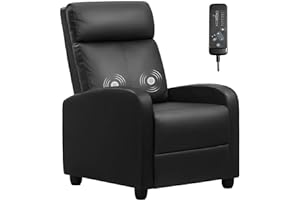 Furniwell Massage Recliner Chair for Living Room Adjustable PU Leather Reclining Chair Home Theater Seating Modern Winback Single Sofa for Adults with Footrest (Leather, Black)