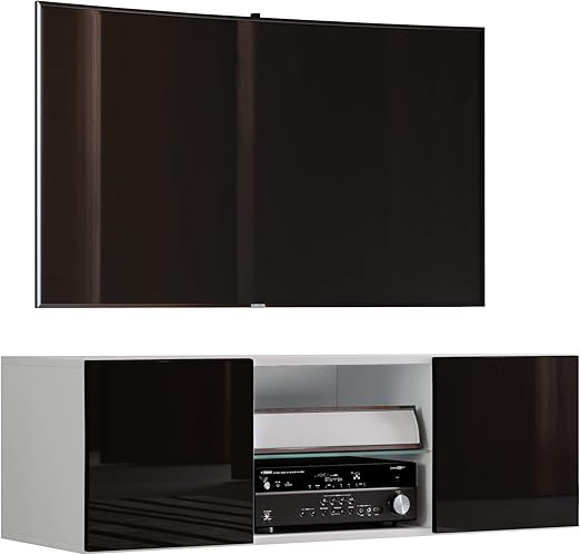Vcm Tv Schrank Lowboard Tisch Board Fernseh Sideboard Wandschrank Wohnwand Holz Weiss Schwarz 40x95x36 Cm Jusa Hochglanz Amazon De Kuche Haushalt
