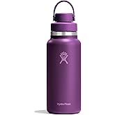 Hydro Flask Water Bottle - Insulated Stainless Steel - Wide Mouth Flex Chug Lid, Non Spill, Leakproof in 32 Oz Beachplum Purple
