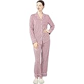Dowesrobe Women's Pajama Set Long Sleeve Button Down Fashion ladies Sleepwear soft Pjs knitted Loungewear Set