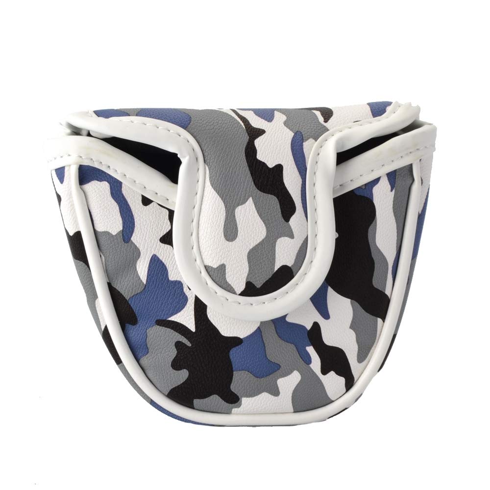 GOOACTION Camo Blue Golf Mallet Putter Head Cover Magnetic Closure with Camouflage Creative Pattern Synthetic Leather Putters Headcover