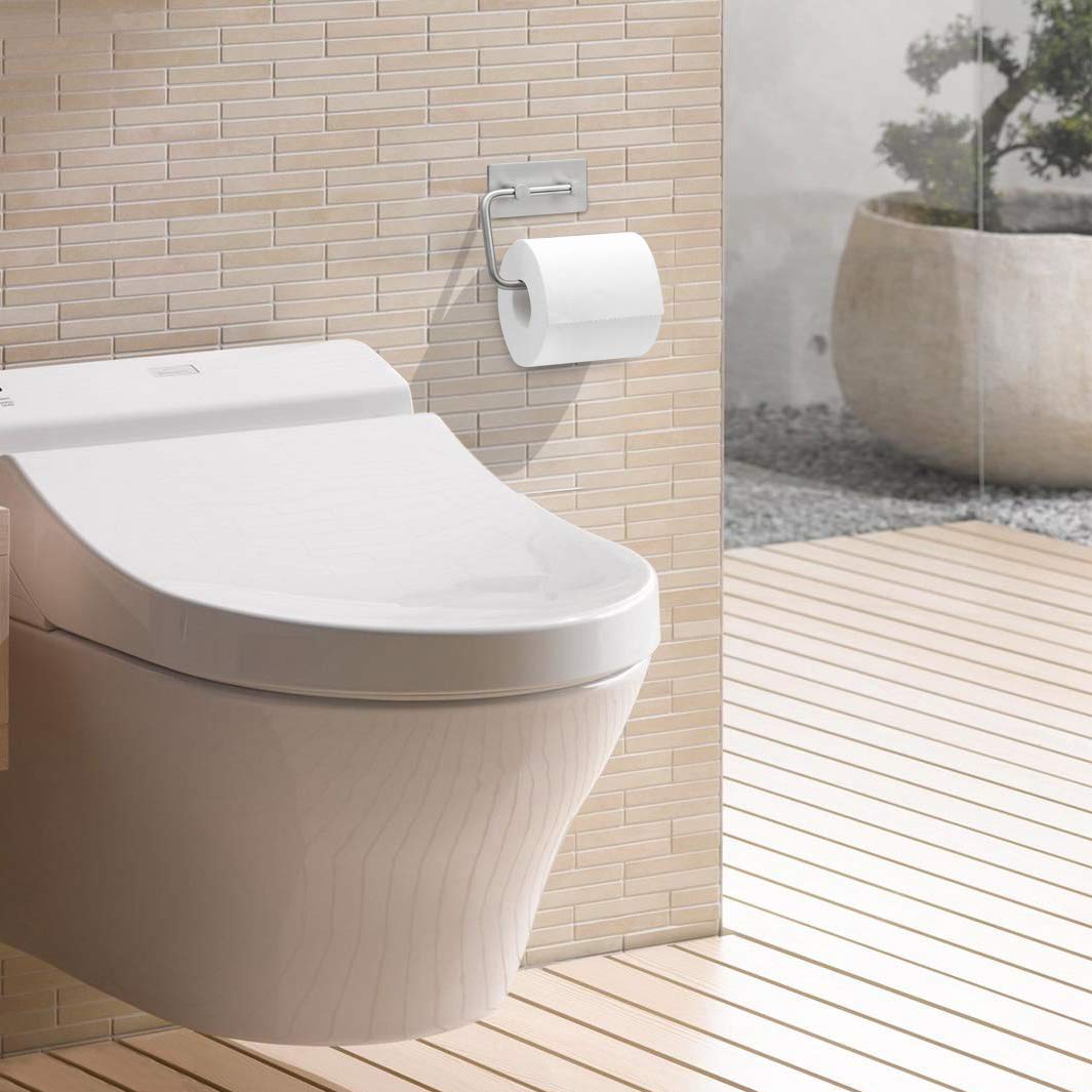 Toilettenpapierhalter für Badezimmer & Küche - Edelstahl Rostfrei, Gebürstetes Finish - Schwenkbarer Arm - Papierhalter Selbstklebend Kein Bohren Kein Werkzeug