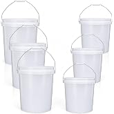 EKGJGN 5 Gallon &amp; 2.5 Gallon Cleaning Bucket Set with Handle,6 Pack, No Lid | Plastic Bucket for Cleaning Mop Car Wash, Easy to Clean, Food Grade, BPA Free, White Plastic Pail for Household Outdoor