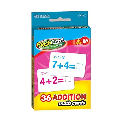 BAZIC Addition Flash Cards, 532-24 (36-Pack)