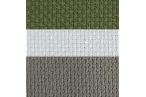 KCS 12" x 18" by 3 Pack 14CT Counted Cotton Aida Cloth Cross Stitch Fabric (White Opal+Olive+Medium Grey)