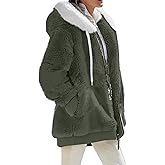 CUCUHAM Winter Coats for Women Fuzzy Fleece Sherpa Jacket Zip Up Solid Fuzzy Hooded Cardigan Outerwear with Pocket