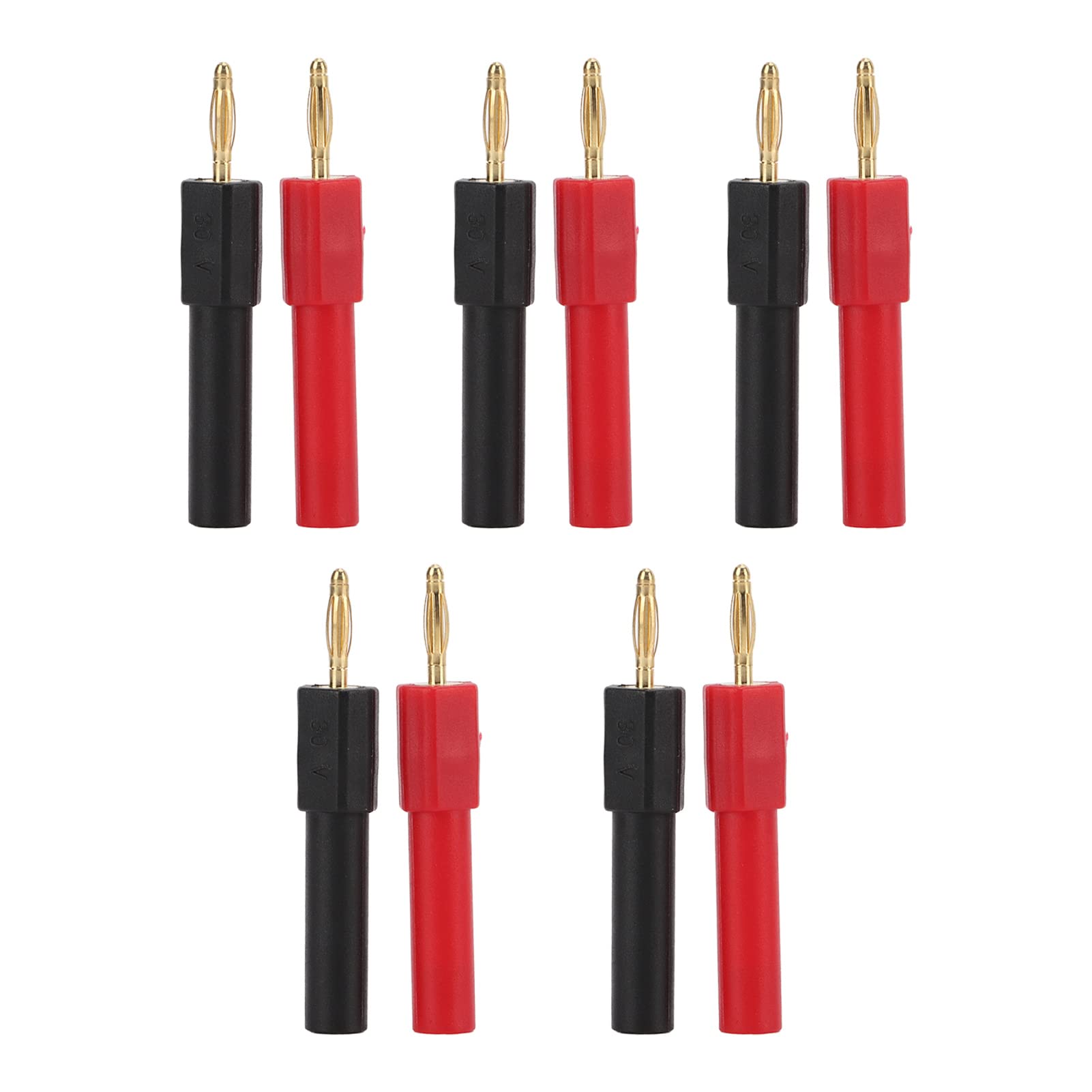 5 Set Banana Plug Speaker Cable Connector, Brass Adapter PA 2mm/0.08in Male to 4mm/0.16in Female Red Black Banana Plug for Amplifier HiFi Receiver