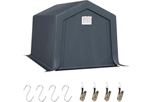 GREEN PARTY Storage Shelter Shed, 8x12 ft Portable Shed Outdoor Carport with Roll-up Zipper Door & Vents, Outdoor Storage Shed Portable Garage for Motorcycle, Bike, Waterproof & UV Protected, Gray