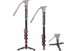 IFOOTAGE Camera Monopod Professional 71" Aluminum Telescoping Video Monopods with Tripod Stand Compatible for DSLR Cameras and Camcorders, Cobra 2 Monopod A180-II