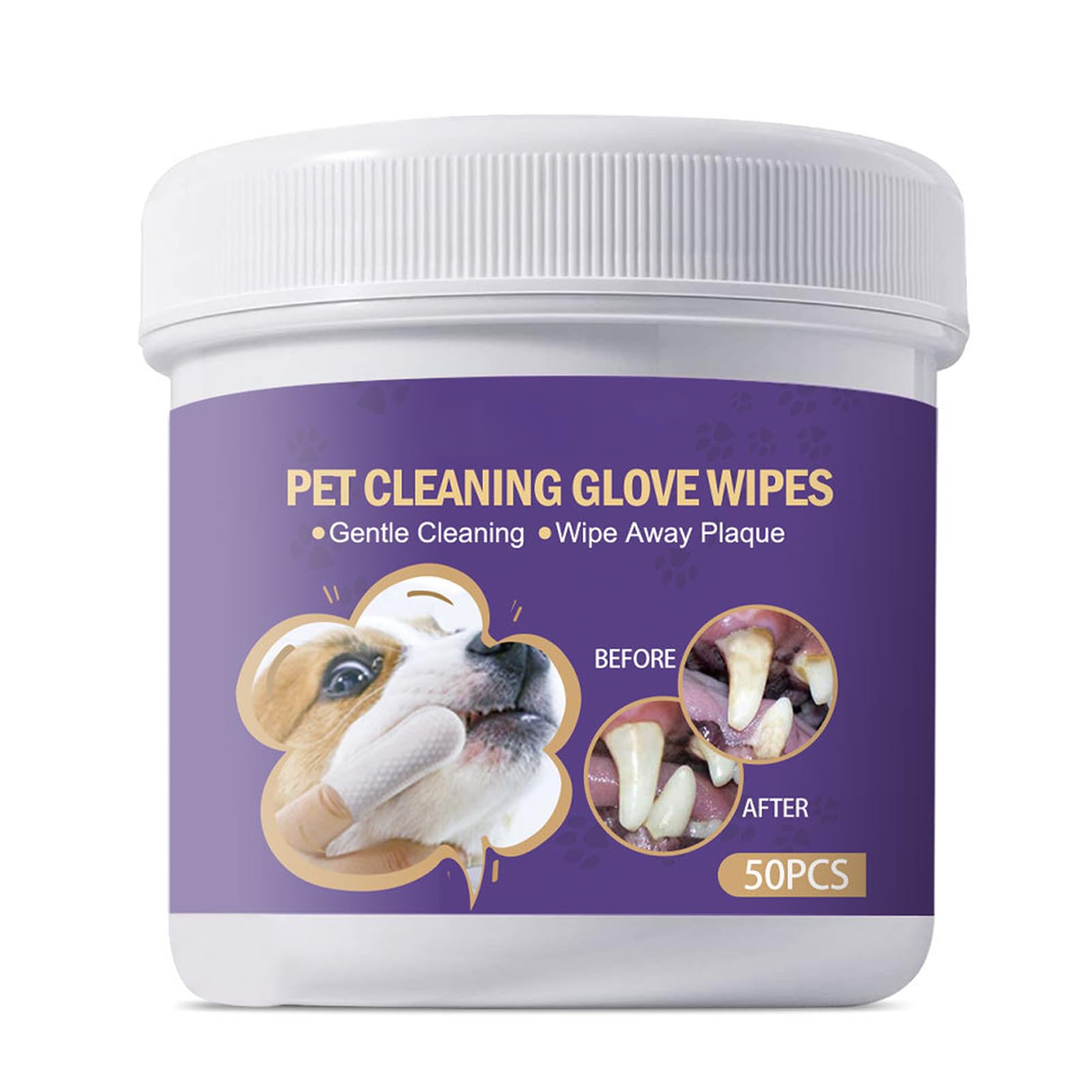 UTEFIF Pack of 50 Dental Care Finger Pads, Dog Teeth Cleaning Wipes