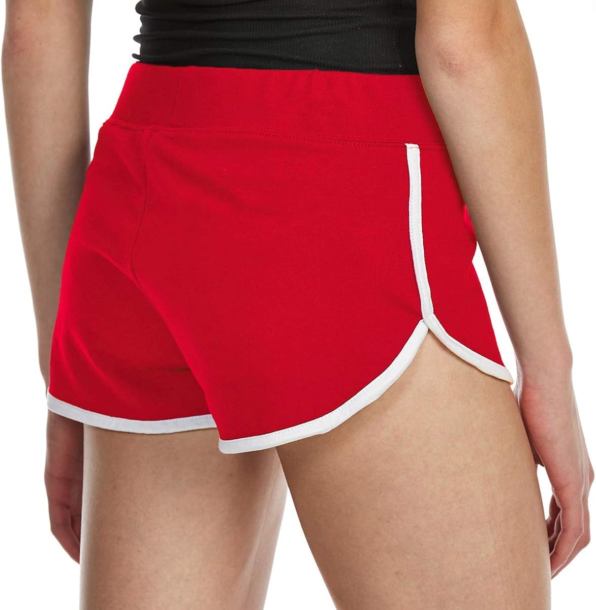 GEEK LIGHTING Women Running Yoga Shorts Elastic Waistband Athletic Gym Jogging Shorts: Clothing