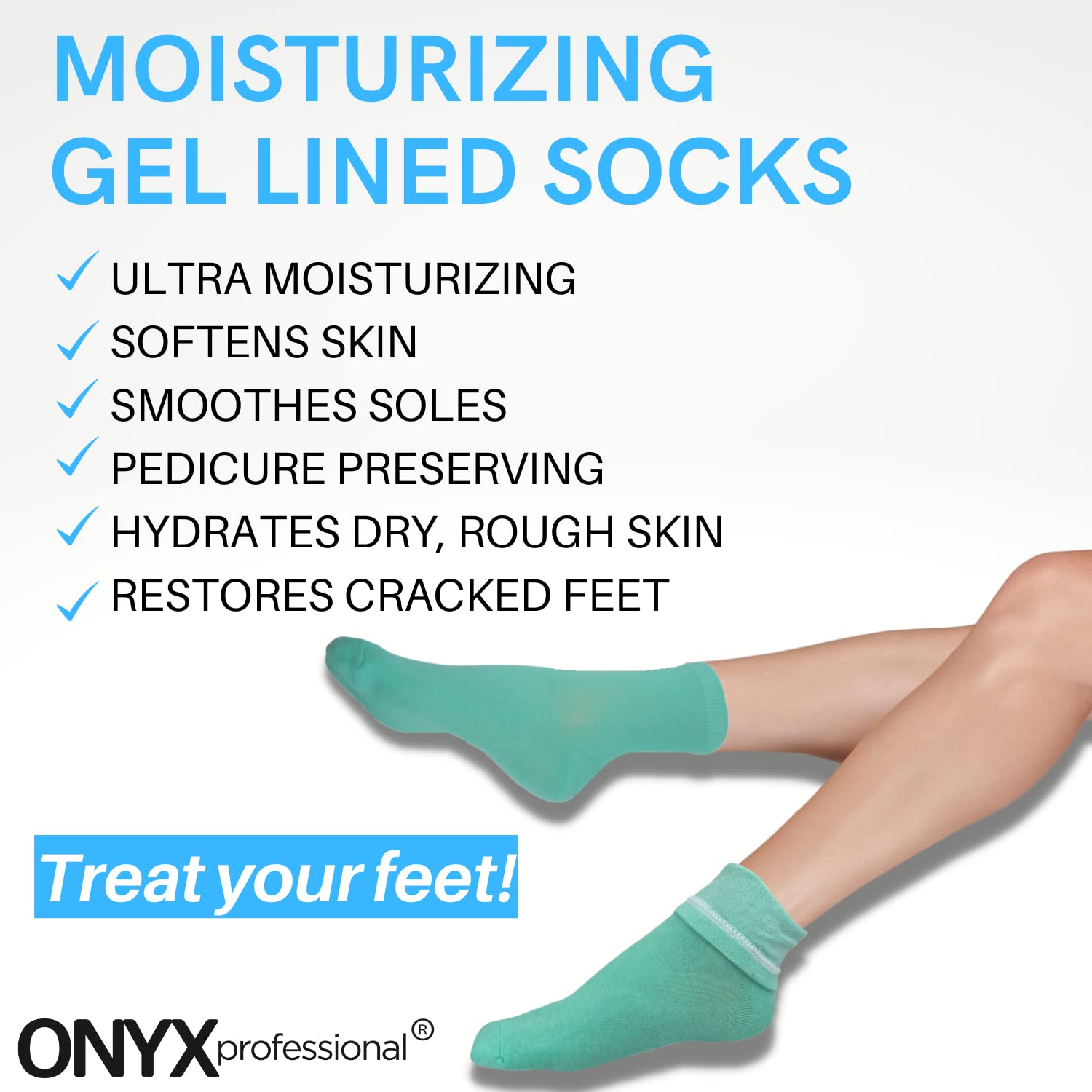 Onyx Professional Cracked Heel Repair Balm Stick, Dry Cracked Feet Treatment, Moisturizing Heel Balm Rolls On & Gel Moisturizing Socks, One Size Dry Feet Treatment for Women or Men