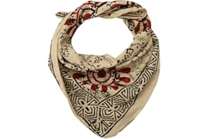 Hand Block Print Cotton Bandana – Handmade Indian Head & Neck Scarf for Women and Men – Soft Traditional Face Cover