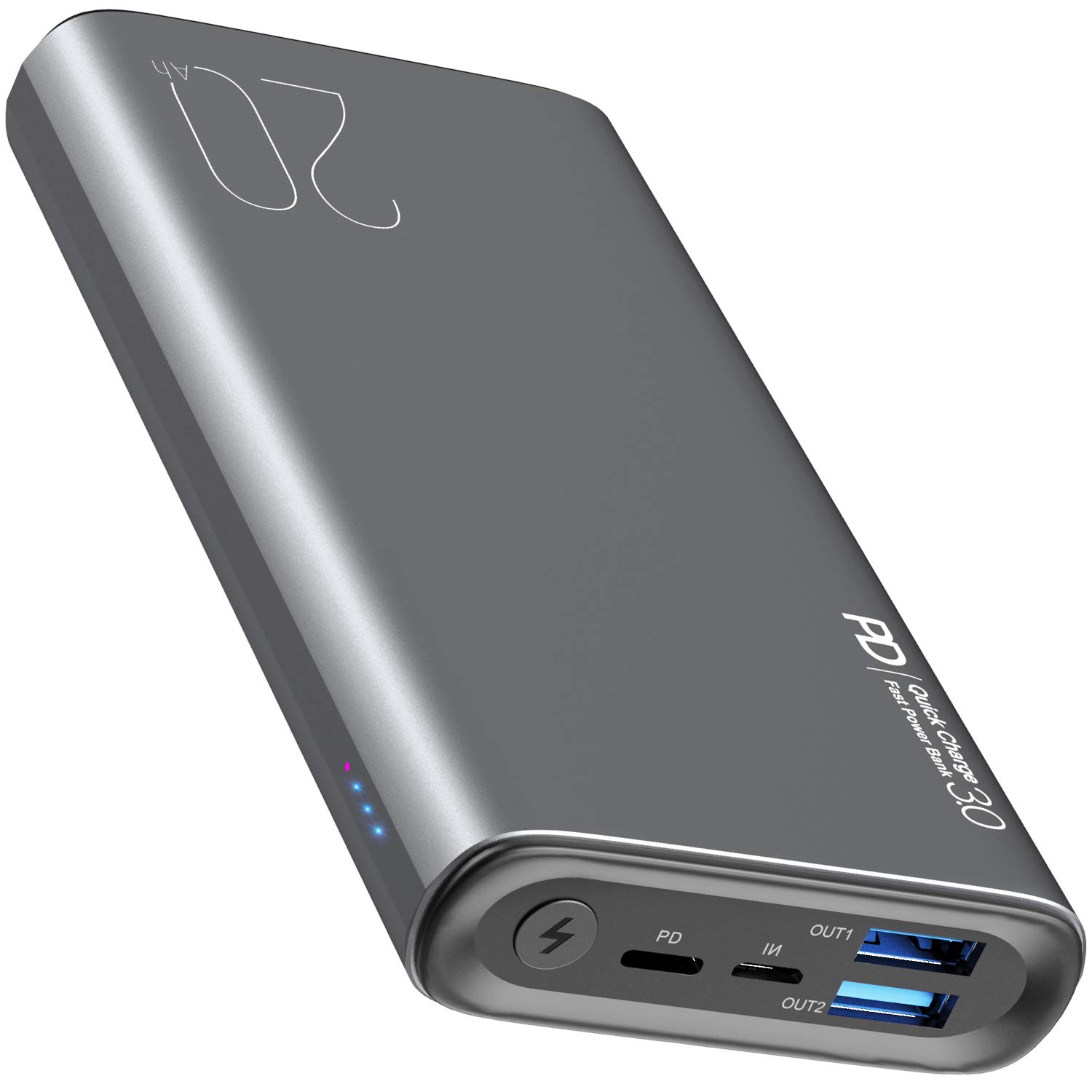 TOZO PB1 PD Portable Charger 20000mAh Capacity Fast Charging Power Bank 18W High Charging Speed External Battery Pack with USB-C Input/Output Compatible for iPhone,Samsung,Gray