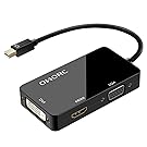 OMorc 3-in-1 Mini DisplayPort (Thunderbolt) to DVI VGA HDMI TV Adapter Cable for Apple iMac and MacBook Surface Book Surface Pro 3/4 ThinkPad X1 – Black