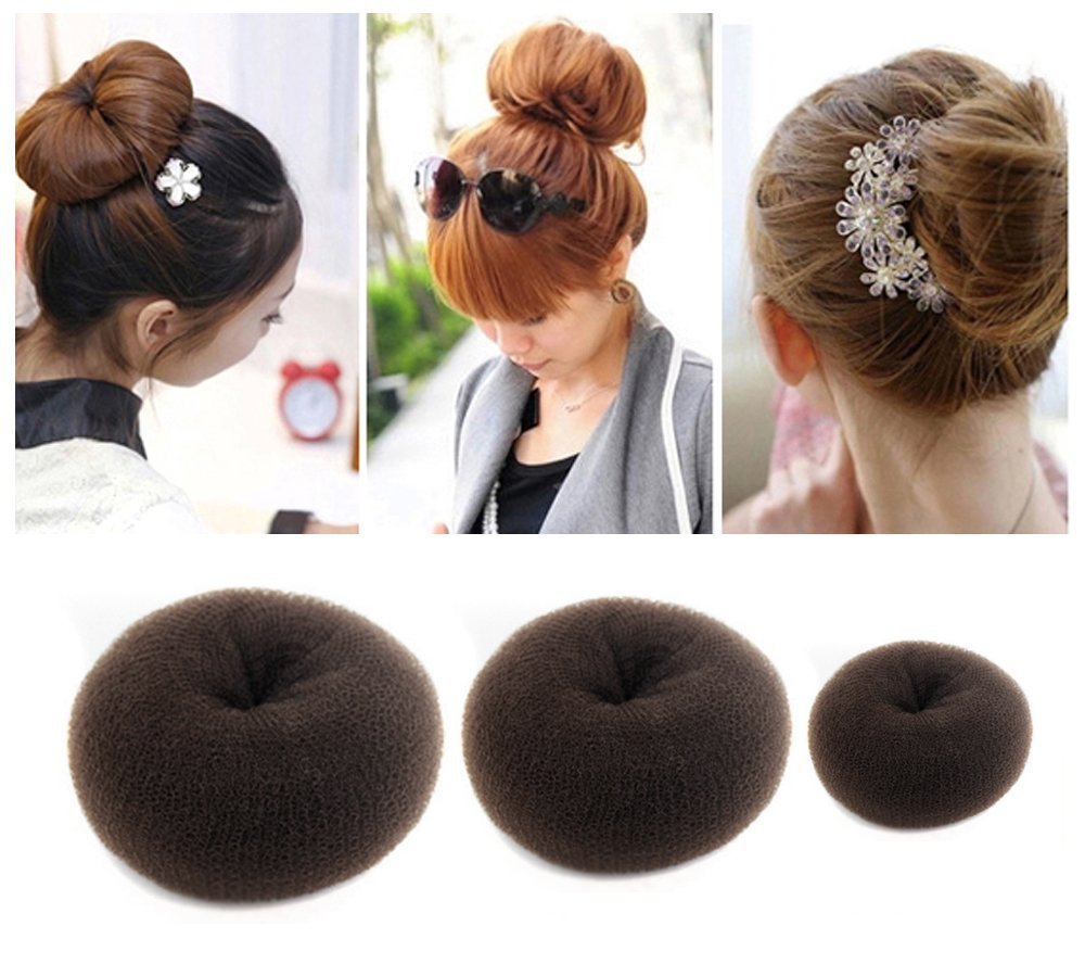 Buy Brown Donut Bun Maker Hanmei 3 Pieces Chignon Hair Donuts