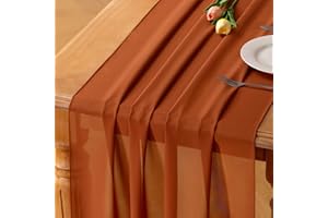 Socomi 10ft Terracotta Chiffon Table Runner Fall Thanksgiving 29x120 Inches Wedding Runner Sheer Bridal Shower Decorations