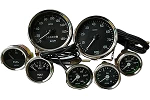 Mechanical gauges se 7 pc fits Smiths Type 100mm speeo tacho clowise 52mm Temp Oil Temp Oil Pressure Fuel and Volt Gauge Blac