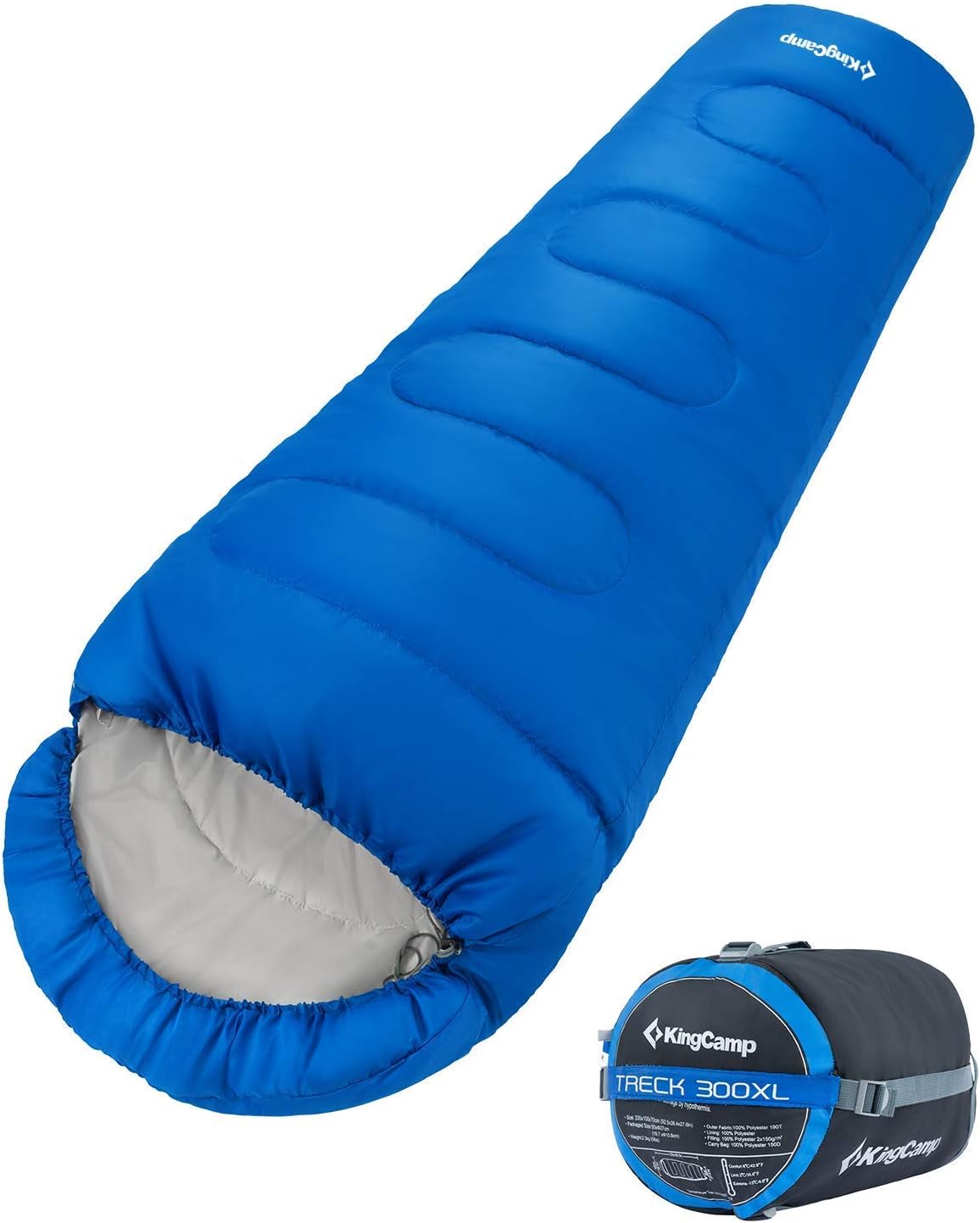 KingCamp XL Mummy Sleeping Bag with Compression Sack, 13℃/8.6℉ Double