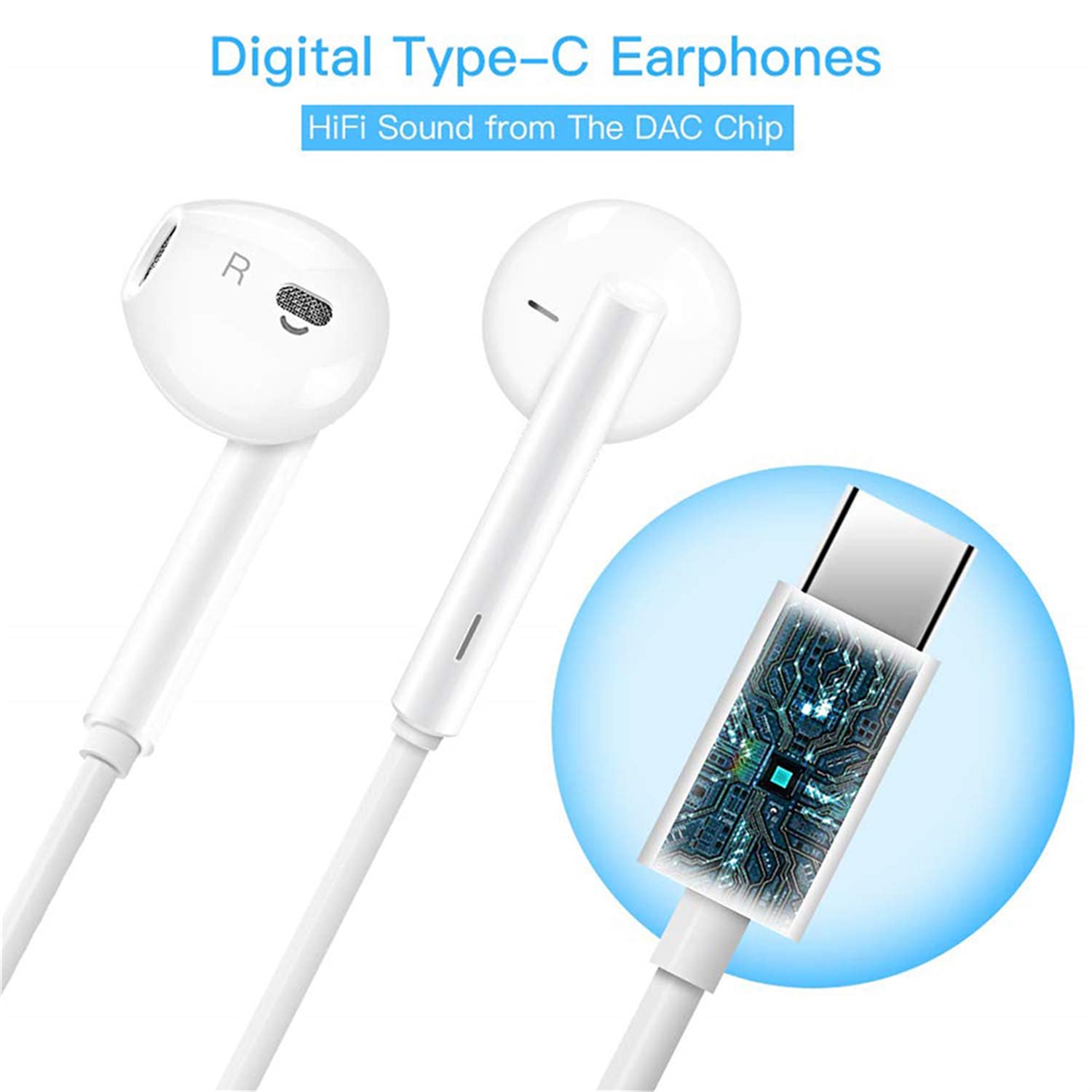 2 Packs USB C Headphones for iPhone 16 15 Earbuds with Microphone & Volume Control HiFi Stereo Type C Earphones for Galaxy S23/S22/S21/S20/Ultra Note 10/20, for iPad Pro Pixel 7/6/6a/5/4 OnePlus 9 8