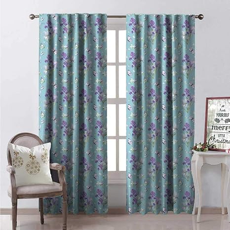 Amazon Com Hengshu Purple Butterfly Room Darkening Wide Curtains