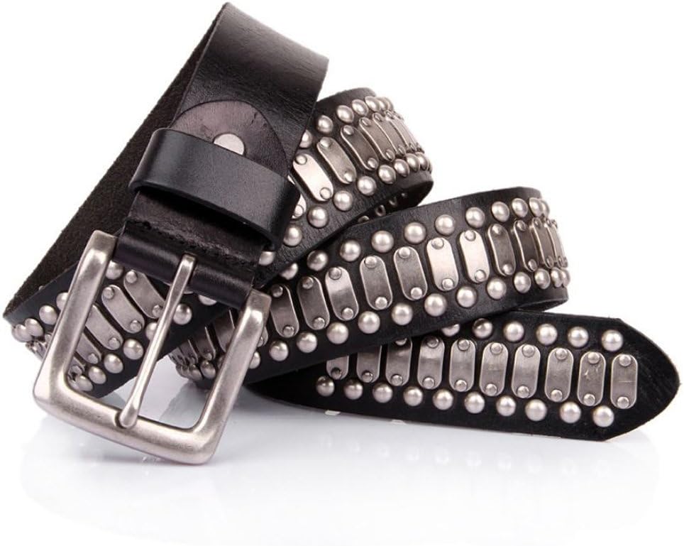 LATICCI Punk Rock Studded Belt Full Grain Leather Black 38mm