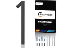 FumWens 8 Inch Floating House Numbers for Outside, Modern Black Metal Address Numbers for House, Rustproof Clear Visibility Mailbox Number with Easy Installation Kit for Yard, Front Door, Garden Street (1)
