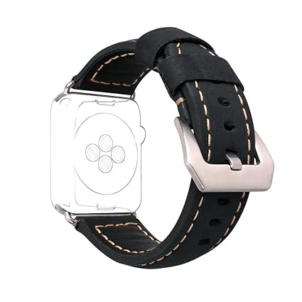 For Apple Watch Band 38MM Leather, Rosa Schleife Replacement iWatch Series 3 Bands 38mm Smart Watch Band with Stainless Steel Clasp for Apple iWatch ...