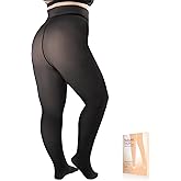 NOLUNT Plus Size Fleece Lined Tights Women, Fake Translucent Winter Thermal Pantyhose, High Waist Warm Thermal Leggings.