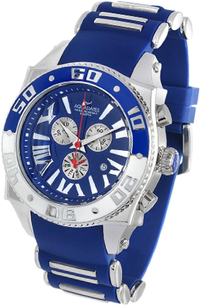 Aquaswiss Chronograph Swiss Quartz Large 50 MM Watch Blue