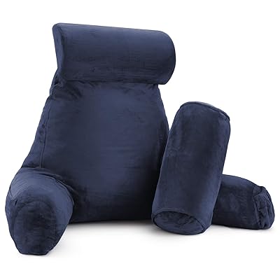 Buy Clara Clark Reading Pillow Extra Large Bed Rest Pillow With Arms For Kids Teens Adults Premium Shredded Memory Foam Tv Pillow Navy Online In Indonesia B07txgnytm