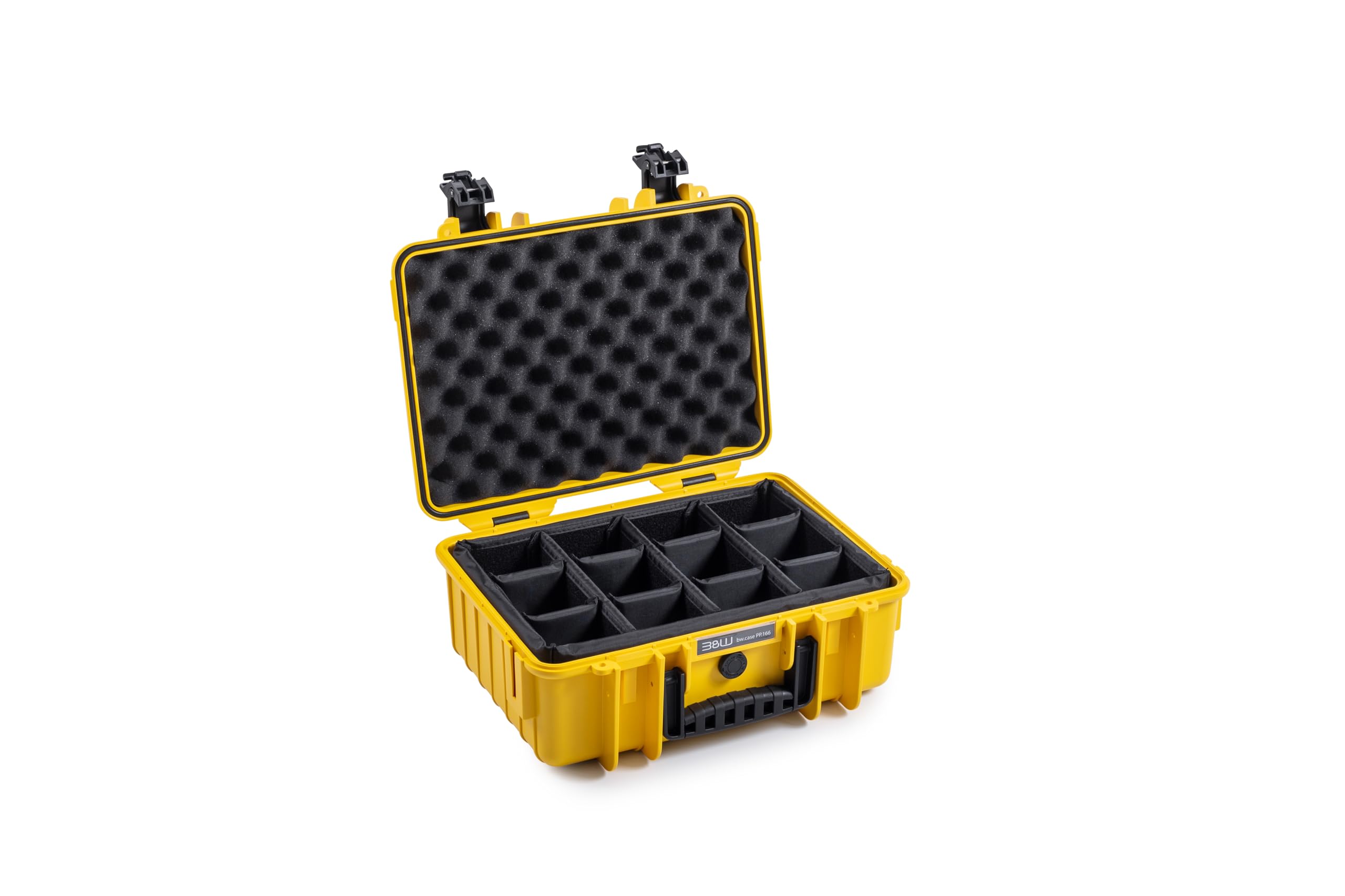 B&W Outdoor Transport Case - Type 4000 with Padded Divider - Yellow - Waterproof according to IP67 Certification, Dustproof, Virtually Indestructible