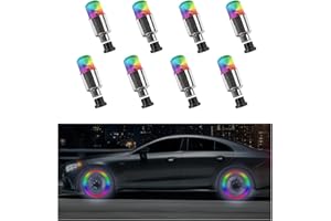Dickno 8PCS LED Tire Valve Stem Cap Lights, Neon Spoke Flash Light Bulb Tire Valve Lights, Waterproof Car Tire Valve Lights, Cool Neon Spoke Flashing LED Light, Car Motorcycle Accessories (Colorful)