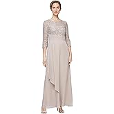 Alex Evenings Womens Long Lace Top Empire Waist Dress