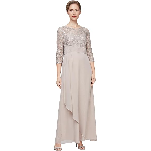 Amazon.com: Alex Evenings Women's Long Portrait Collar Dress, Perfect for  Weddings, Formal Events : Clothing, Shoes & Jewelry