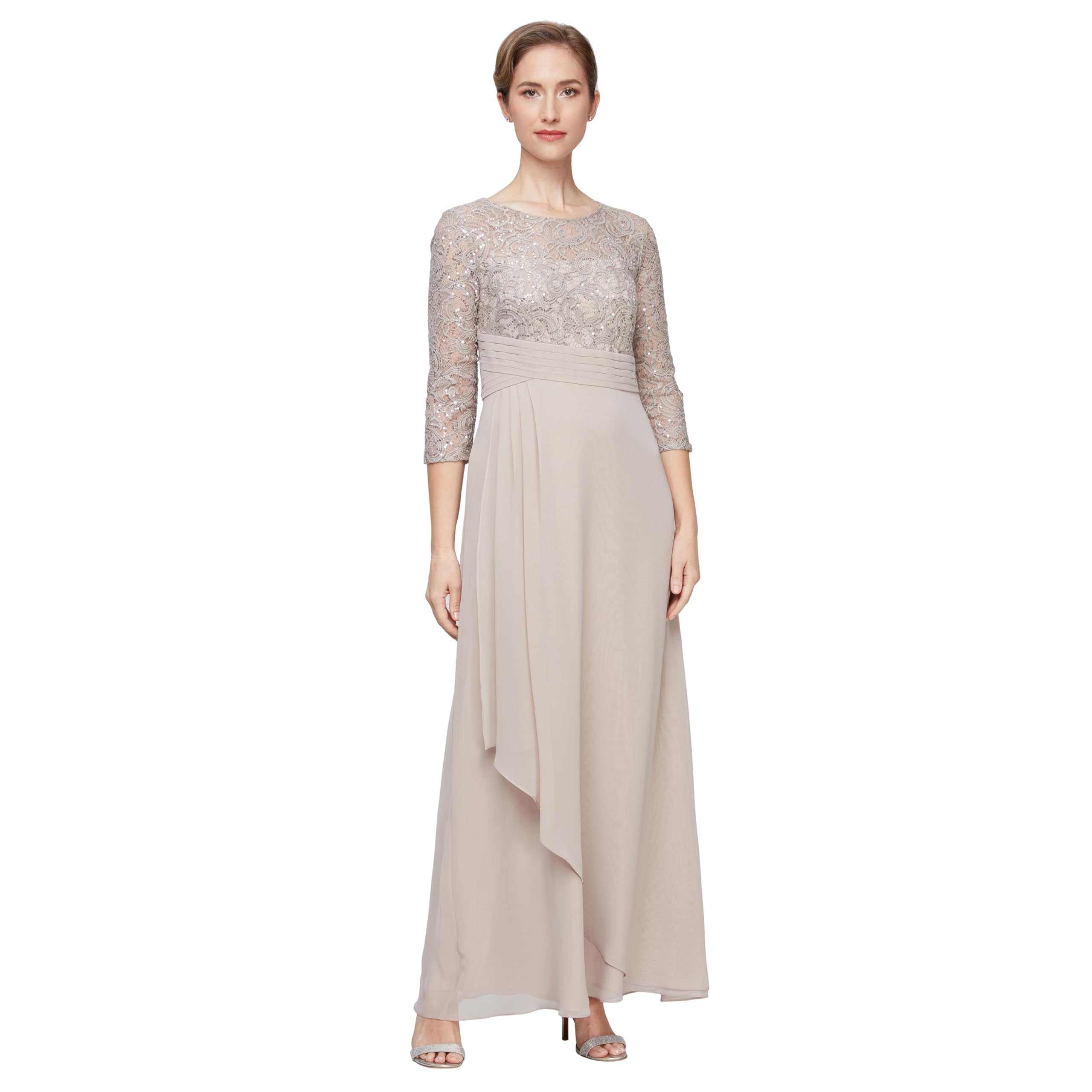 Photo 1 of Alex Evenings Women's Long Mother of The Bride Dress with Empire Waist & Lace Bodice, Formal Event (Petite and Regular Sizes), Buff, 14