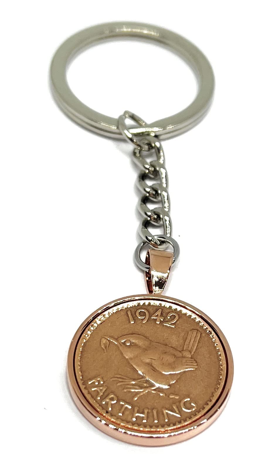 1942 84th Birthday Keyring Farthing Keyring Mum, Dad, Brother, Sister- 84th Birthday-Coin Keyring, Sixpence Coin, 84th Anniversary Rose Gld